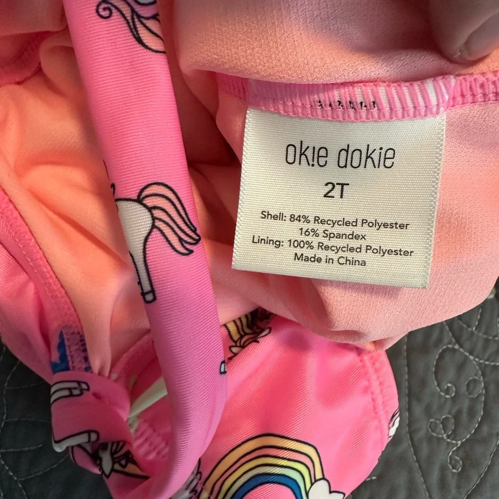 Okie Dokie Toddler Girls Tropical Unicorn One Piece Swimsuit NWT Size 2T